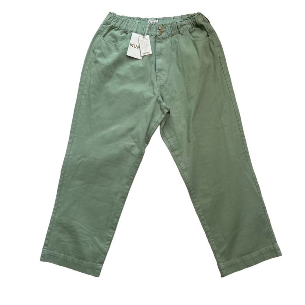 Show Me Your MuMu Womans Green Denim Mom Jeans Size 40 u High Rise Cropped